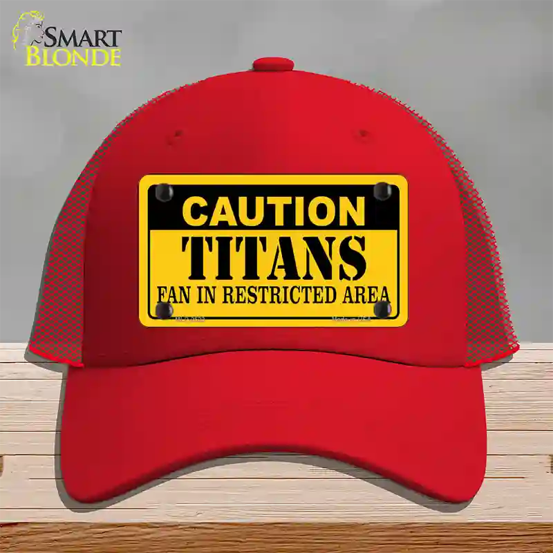 Caution Titans Novelty License Plate Hat Mesh / Red