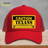 Caution Texans Novelty License Plate Hat Mesh / Red