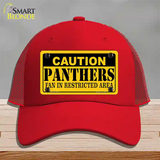 Caution Panthers Novelty License Plate Hat Mesh / Red