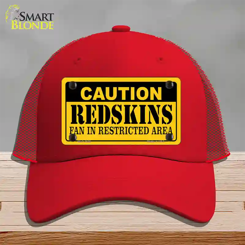 Caution Redskins Novelty License Plate Hat Mesh / Red