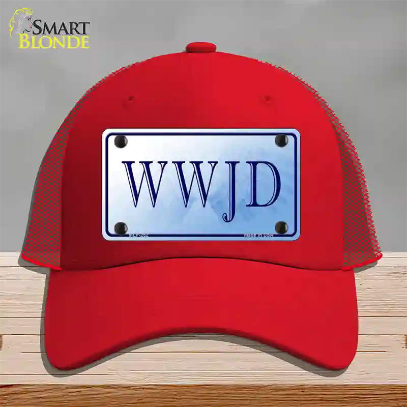 WWJD Novelty License Plate Hat Mesh / Red