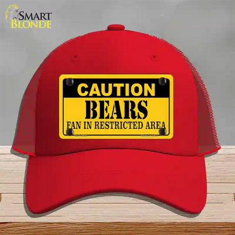 Caution Bears Novelty License Plate Hat Mesh / Red