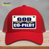 God Is My Co-Pilot Novelty License Plate Hat Mesh / Red