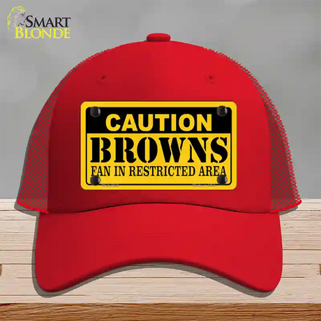 Caution Browns Novelty License Plate Hat Mesh / Red