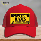 Caution Rams Novelty License Plate Hat Mesh / Red