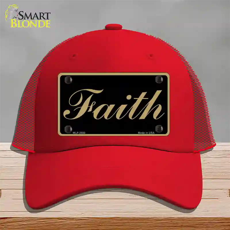 Faith Novelty License Plate Hat Mesh / Red