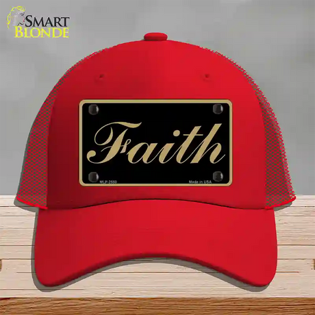 Faith Novelty License Plate Hat Mesh / Red