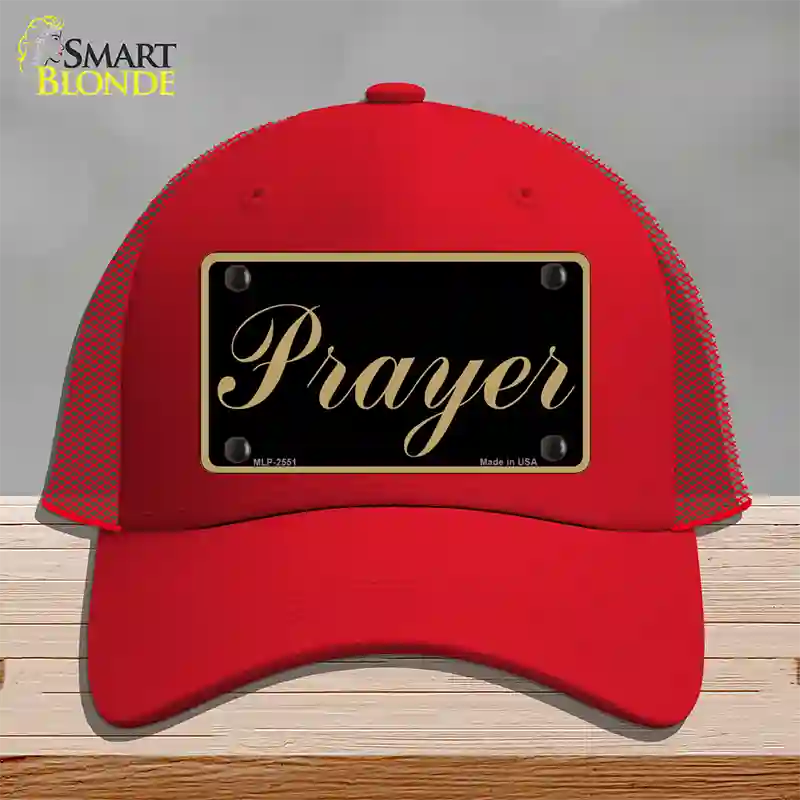 Prayer Novelty License Plate Hat Mesh / Red