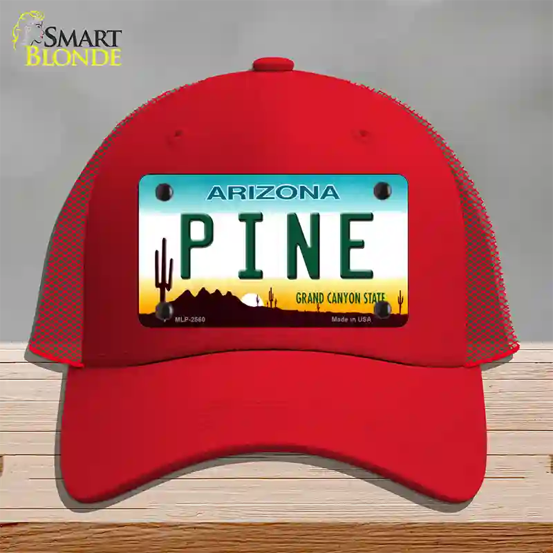 Pine Arizona Novelty License Plate Hat Mesh / Red