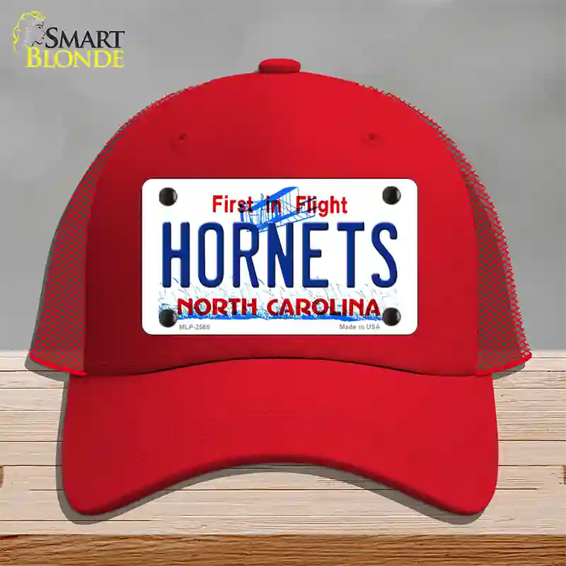 Hornets North Carolina State Novelty License Plate Hat Mesh / Red