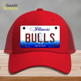 Bulls Illinois State Novelty License Plate Hat Mesh / Red