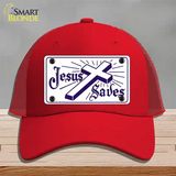 Jesus Saves Novelty License Plate Hat Mesh / Red