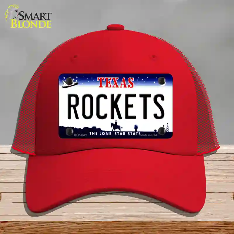 Rockets Texas State Novelty License Plate Hat Mesh / Red