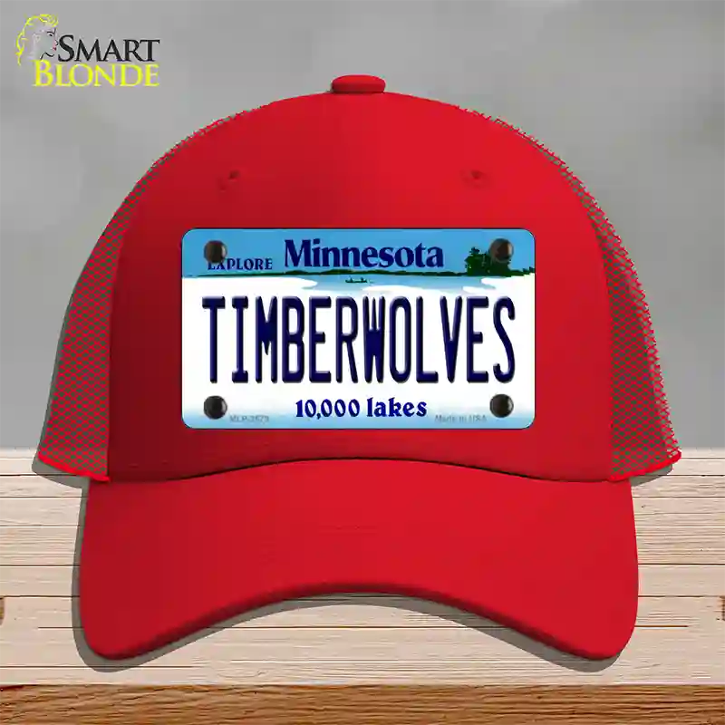 Timberwolves Minnesota State Novelty License Plate Hat Mesh / Red