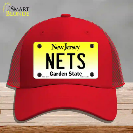 Nets New Jersey State Novelty License Plate Hat Mesh / Red