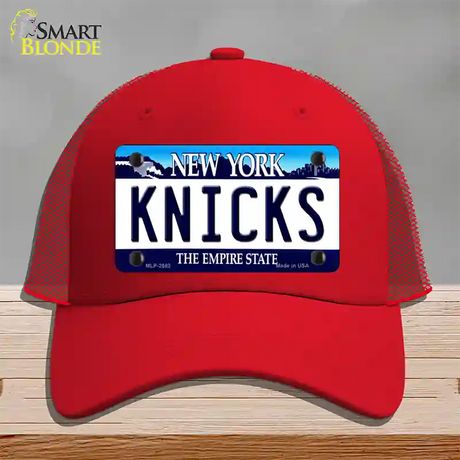 Knicks New York State Novelty License Plate Hat Mesh / Red