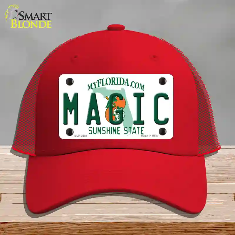 Magic Florida State Novelty License Plate Hat Mesh / Red