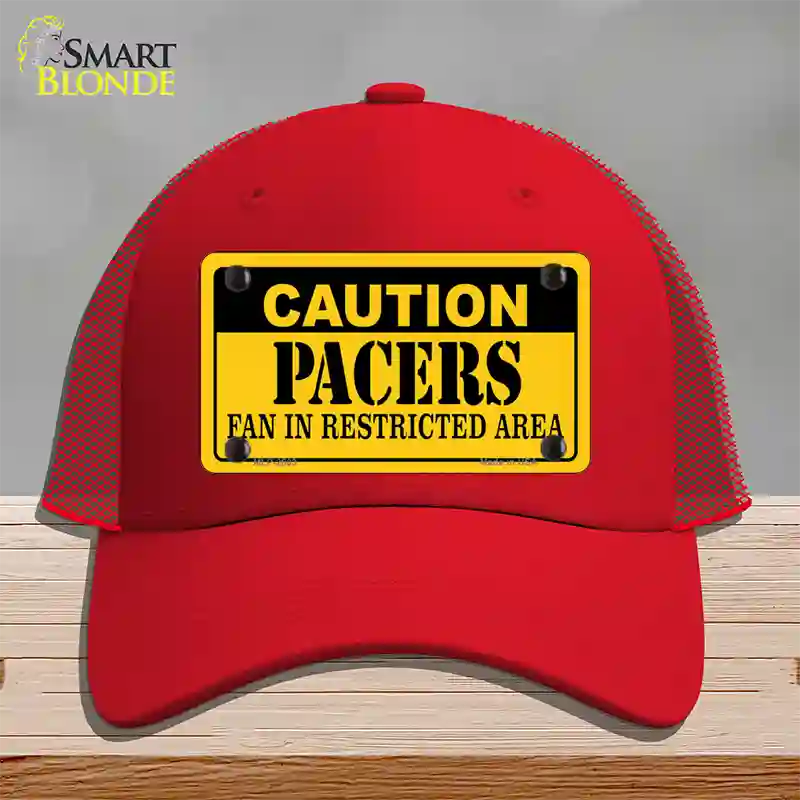 Caution Pacers Novelty License Plate Hat Mesh / Red