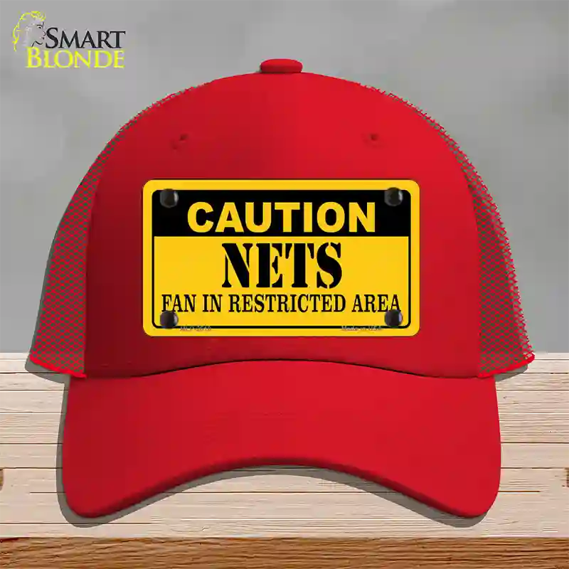 Caution Nets Fan Novelty License Plate Hat Mesh / Red