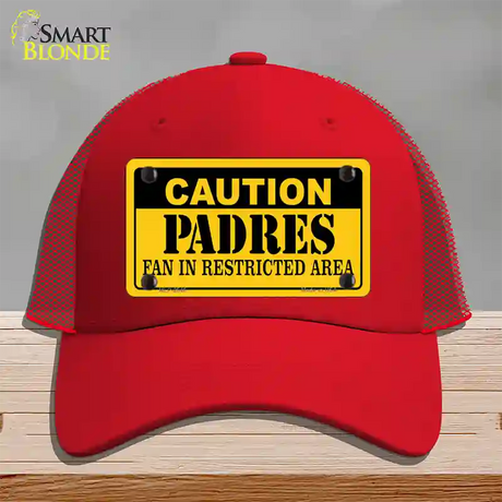 Caution Padres Fan Novelty License Plate Hat Mesh / Red