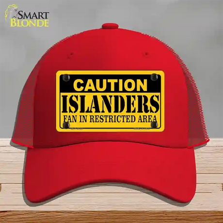 Caution Islanders Novelty License Plate Hat Mesh / Red