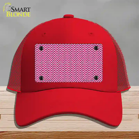 Pink White Chevron Novelty License Plate Hat Mesh / Red