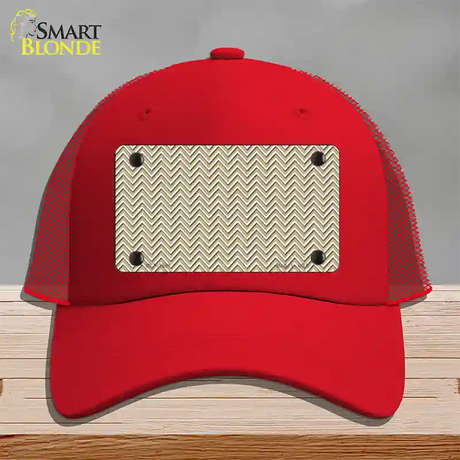 Gold White Chevron Novelty License Plate Hat Mesh / Red