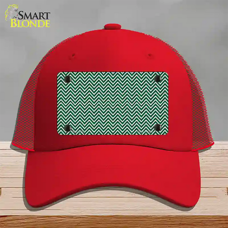 Green White Chevron Novelty License Plate Hat Mesh / Red