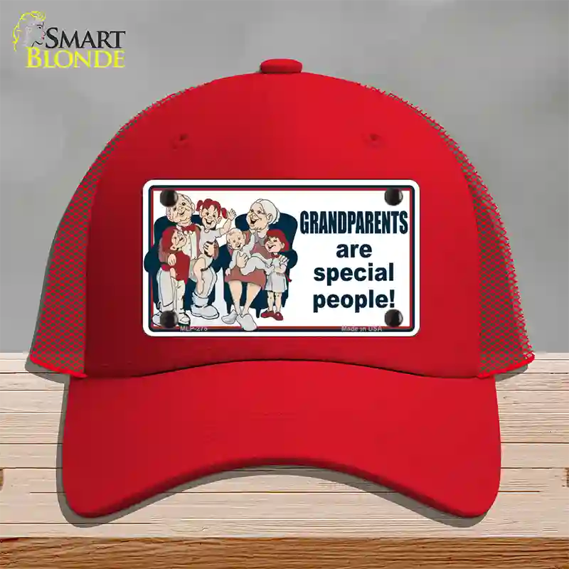 Grandparents Are Special People Novelty License Plate Hat Mesh / Red