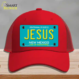 Jesus New Mexico Teal Novelty License Plate Hat Mesh / Red