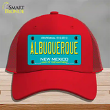 Albuquerque New Mexico Teal Novelty License Plate Hat Mesh / Red