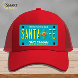 Santa Fe New Mexico Teal Novelty License Plate Hat Mesh / Red