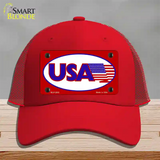 USA American Flag Vanity Novelty License Plate Hat Mesh / Red