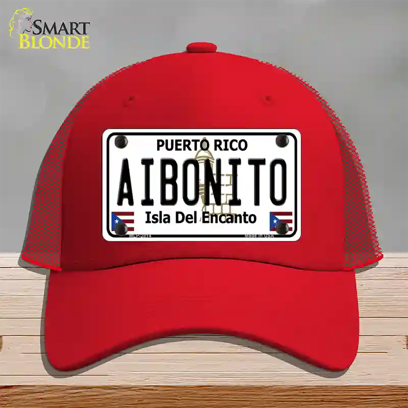 Aibonito Puerto Rico Novelty License Plate Hat Mesh / Red