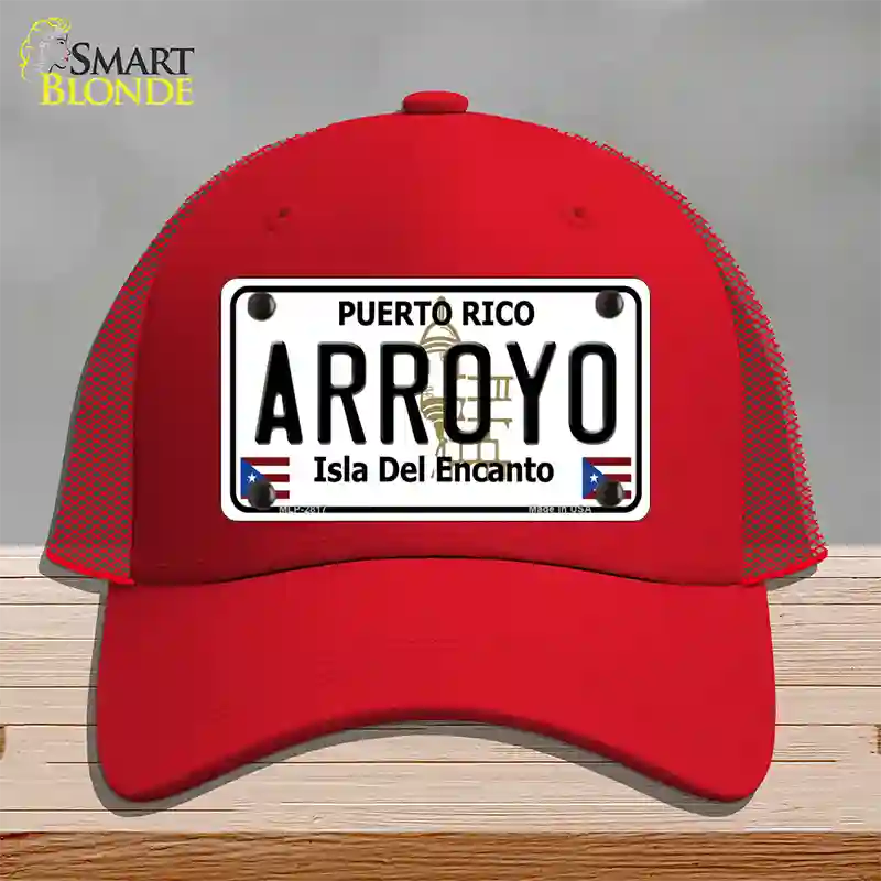 Arroyo Puerto Rico Novelty License Plate Hat Mesh / Red