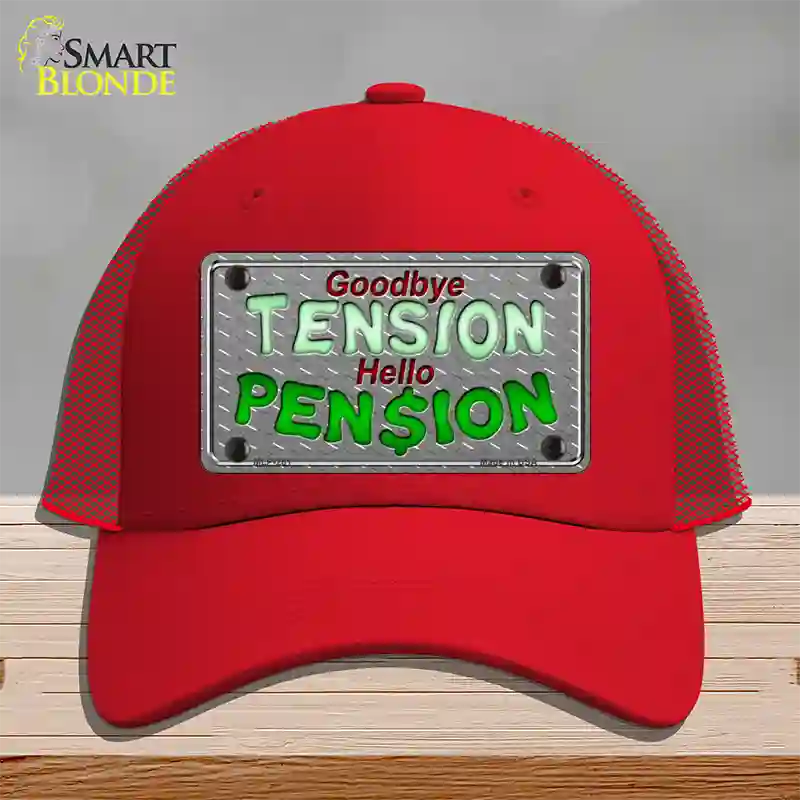 Tension Pension Novelty License Plate Hat Mesh / Red