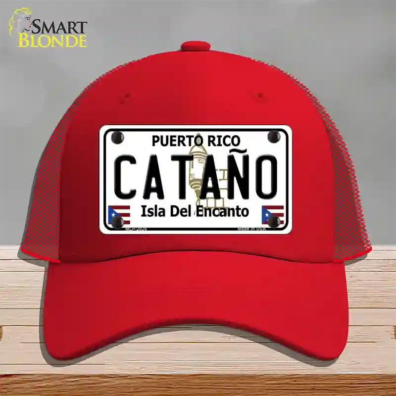 Catano Puerto Rico Novelty License Plate Hat Mesh / Red