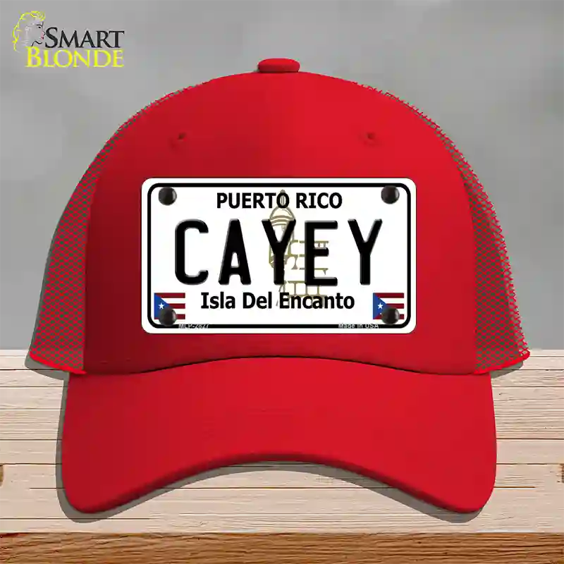 Cayey Puerto Rico Novelty License Plate Hat Mesh / Red