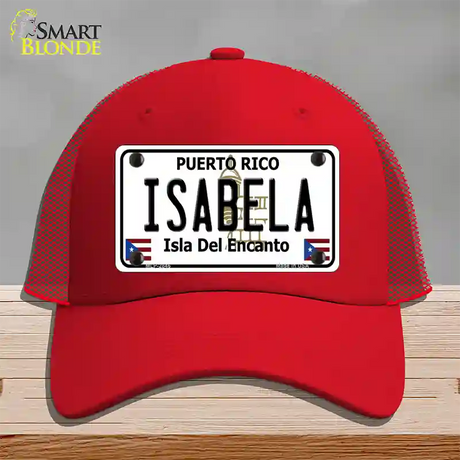 Isabela Puerto Rico Novelty License Plate Hat Mesh / Red