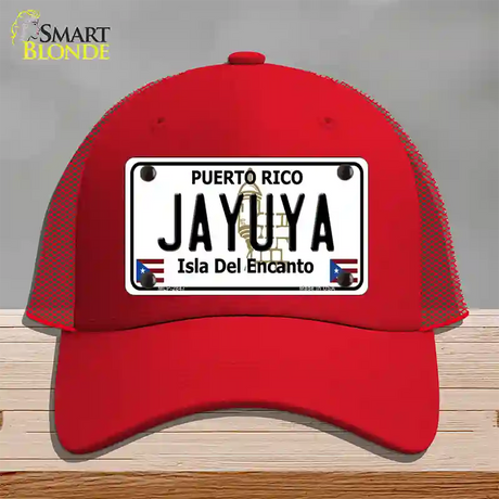 Jayuya Puerto Rico Novelty License Plate Hat Mesh / Red