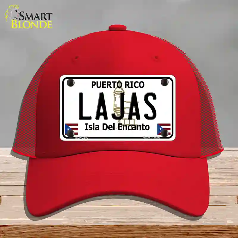 Lajas Puerto Rico Novelty License Plate Hat Mesh / Red