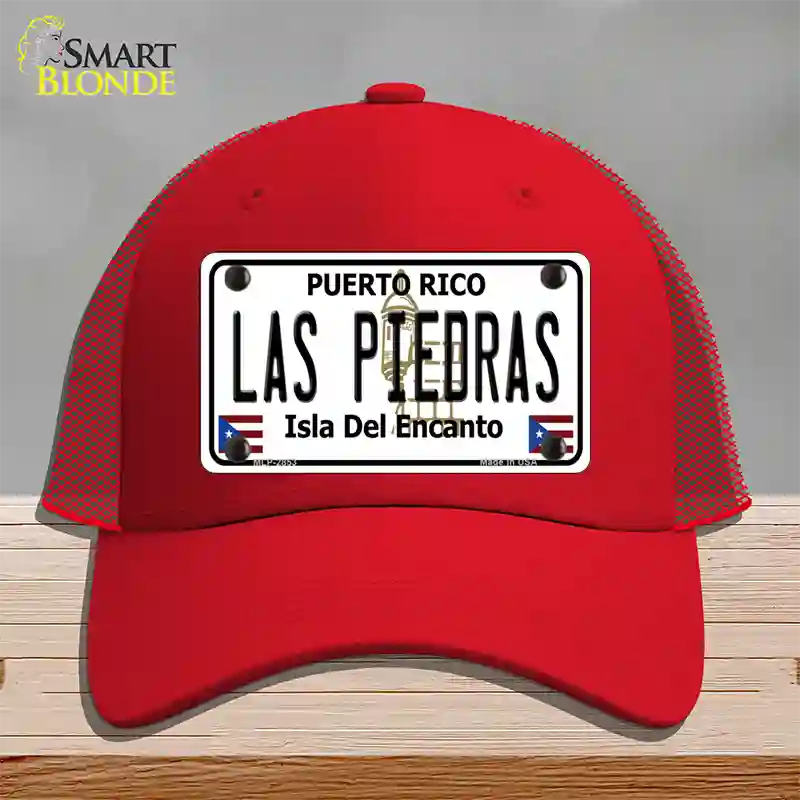 Las Piedras Puerto Rico Novelty License Plate Hat Mesh / Red