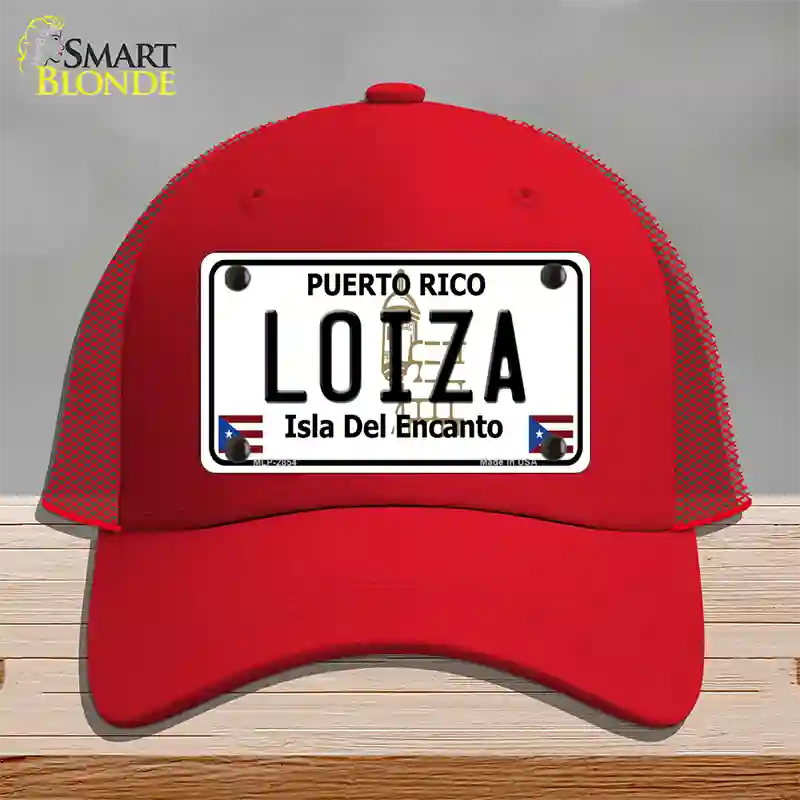 Loiza Puerto Rico Novelty License Plate Hat Mesh / Red