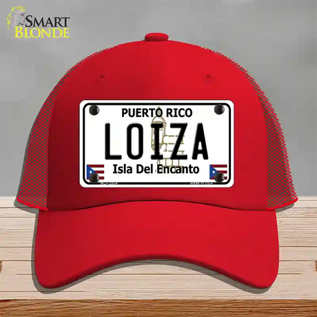 Loiza Puerto Rico Novelty License Plate Hat Mesh / Red