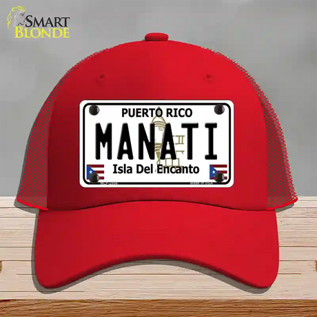 Manati Puerto Rico Novelty License Plate Hat Mesh / Red