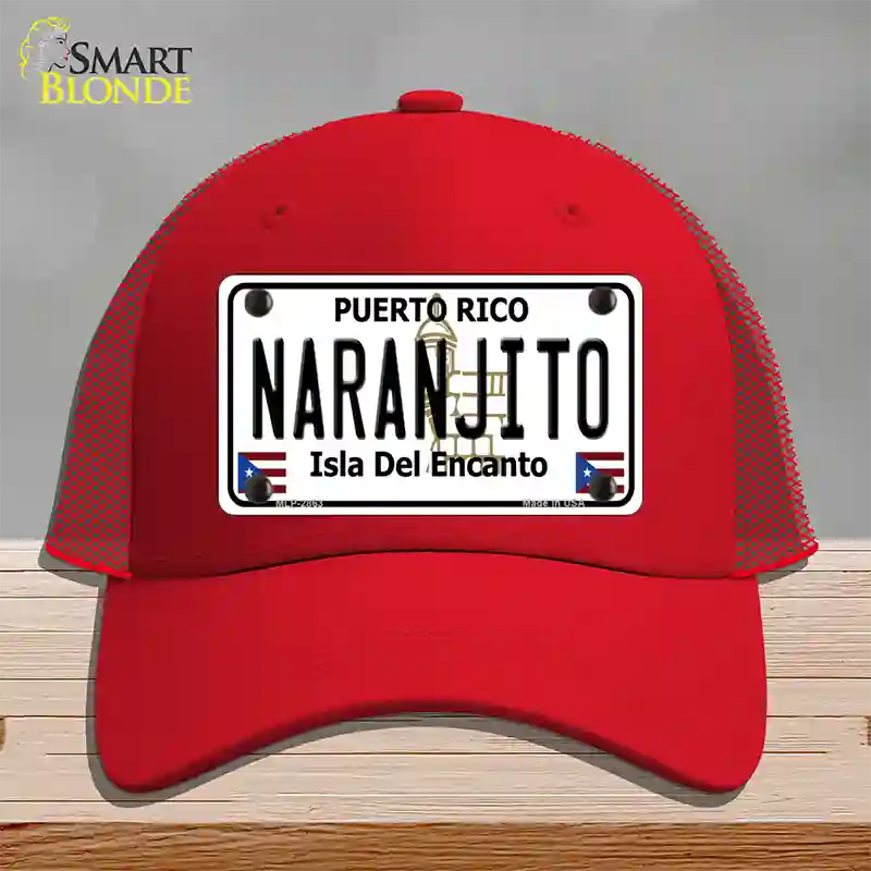 Naranjito Puerto Rico Novelty License Plate Hat Mesh / Red