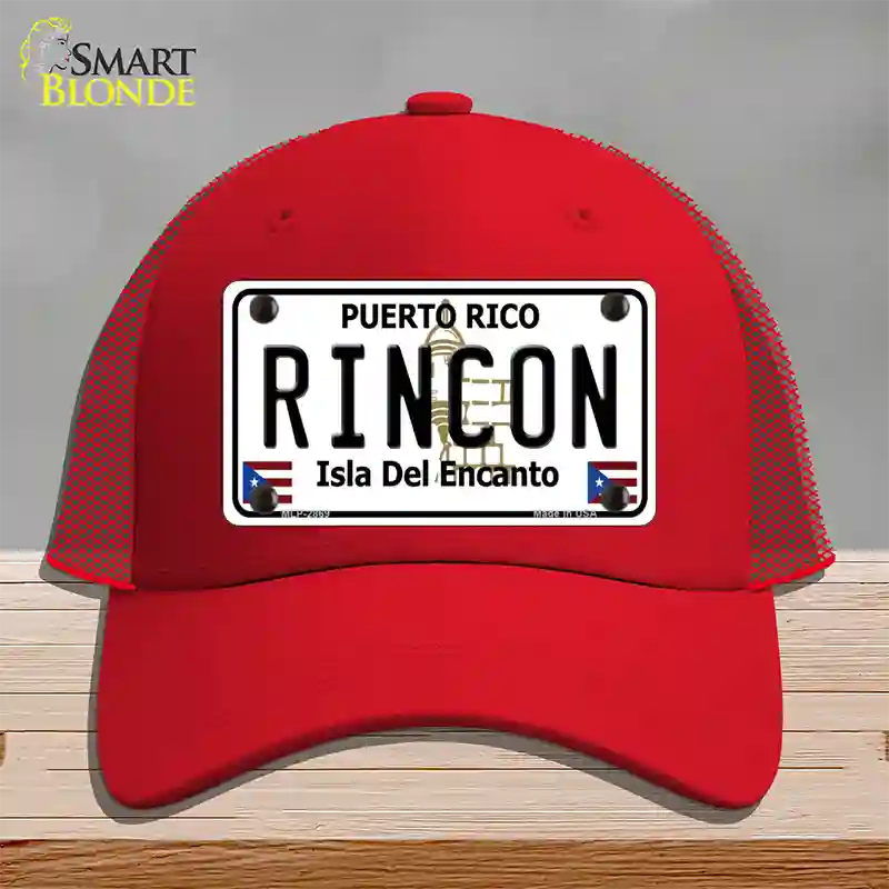 Rincon Puerto Rico Novelty License Plate Hat Mesh / Red