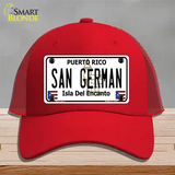 San German Puerto Rico Novelty License Plate Hat Mesh / Red