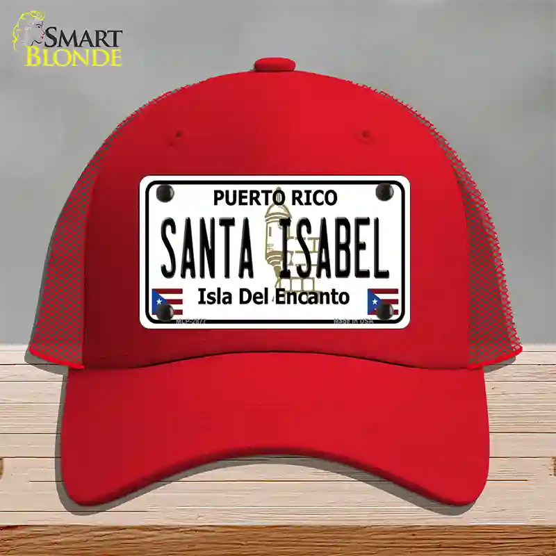 Santa Isabel Puerto Rico Novelty License Plate Hat Mesh / Red