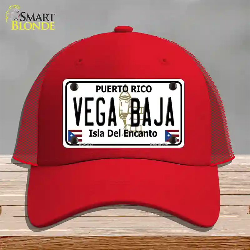 Vega Baja Puerto Rico Novelty License Plate Hat Mesh / Red